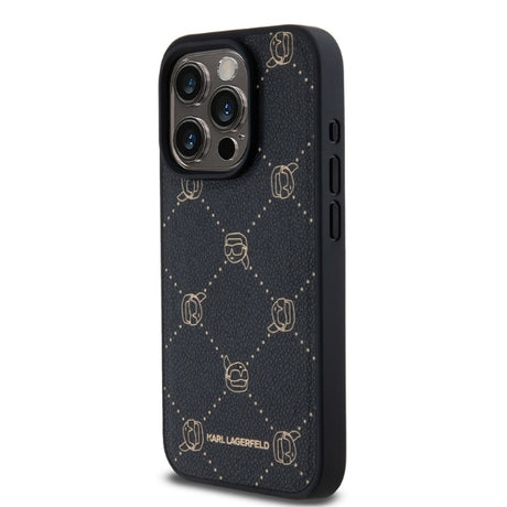 Husa de protectie Karl Lagerfeld Leather MagSafe (KLHMP15LPGKHPHK) compatibil cu iPhone 15 Pro, Karl Head