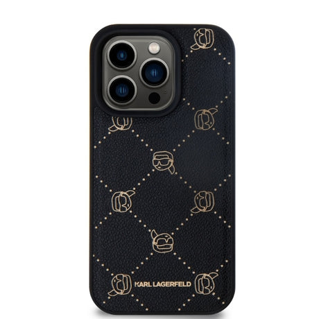Husa de protectie Karl Lagerfeld Leather MagSafe (KLHMP15LPGKHPHK) compatibil cu iPhone 15 Pro, Karl Head