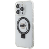 Husa de protectie Karl Lagerfeld Hardcase Ring Stand MagSafe (KLHMP15LHMRSKHH) compatibil cu iPhone 15 Pro, Alb Karl Head