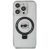 Husa de protectie Karl Lagerfeld Hardcase Ring Stand MagSafe (KLHMP15LHMRSKHH) compatibil cu iPhone 15 Pro, Alb Karl Head