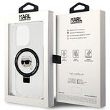 Husa de protectie Karl Lagerfeld Hardcase Ring Stand MagSafe (KLHMP15LHMRSKHH) compatibil cu iPhone 15 Pro, Alb Karl Head