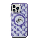 Husa de protectie Karl Lagerfeld IML MagSafe (KLHMP15LHMCKMHU) compatibil cu iPhone 15 Pro, Mov Monogram Karl&Choupette Head