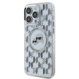 Husa de protectie Karl Lagerfeld IML MagSafe (KLHMP15LHMCKMHT) compatibil cu iPhone 15 Pro, Transparent Monogram Karl&Choupette Head