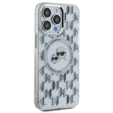 Husa de protectie Karl Lagerfeld IML MagSafe (KLHMP15LHMCKMHT) compatibil cu iPhone 15 Pro, Transparent Monogram Karl&Choupette Head