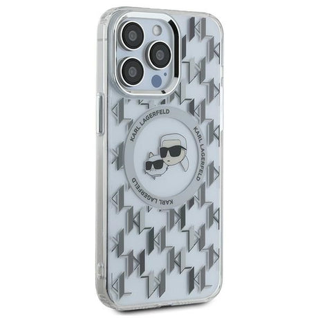 Husa de protectie Karl Lagerfeld IML MagSafe (KLHMP15LHMCKMHT) compatibil cu iPhone 15 Pro, Transparent Monogram Karl&Choupette Head