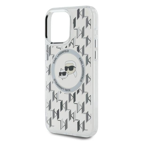 Husa de protectie Karl Lagerfeld IML MagSafe (KLHMP15LHMCKMHT) compatibil cu iPhone 15 Pro, Transparent Monogram Karl&Choupette Head