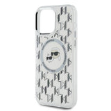 Husa de protectie Karl Lagerfeld IML MagSafe (KLHMP15LHMCKMHT) compatibil cu iPhone 15 Pro, Transparent Monogram Karl&Choupette Head
