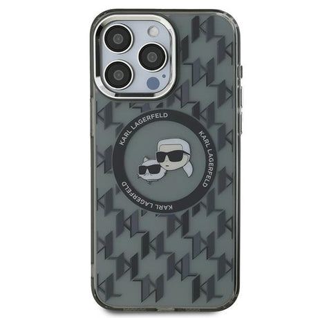 Husa de protectie Karl Lagerfeld IML MagSafe (KLHMP15LHMCKMHK) compatibil cu iPhone 15 Pro, Monogram Karl&Choupette Head