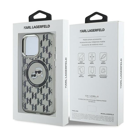 Husa de protectie Karl Lagerfeld IML MagSafe (KLHMP15LHMCKMHK) compatibil cu iPhone 15 Pro, Monogram Karl&Choupette Head
