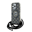 Husa de protectie Karl Lagerfeld IML Crossbody MagSafe (KLHMP15LHCKCKLCK) compatibil cu iPhone 15 Pro, Monogram Karl&Choupette Head