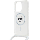 Husa de protectie Karl Lagerfeld IML Crossbody MagSafe (KLHMP15SLHCCHNT) compatibil cu iPhone 15 Pro, Transparent Choupette Head&Cord