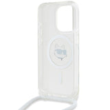 Husa de protectie Karl Lagerfeld IML Crossbody MagSafe (KLHMP15SLHCCHNT) compatibil cu iPhone 15 Pro, Transparent Choupette Head&Cord