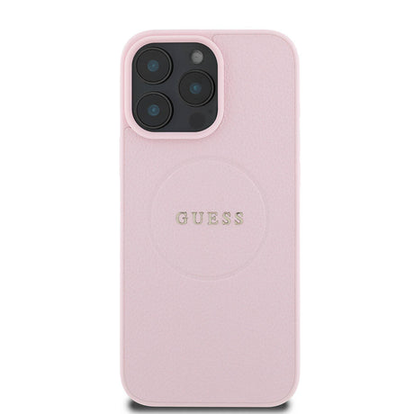 Husa de protectie Guess Grained Gold Ring MagSafe (GUHMP16LPGHSMMP) compatibil cu iPhone 16 Pro, Roz