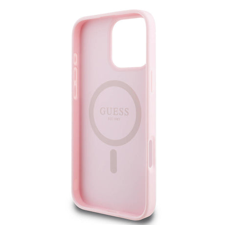 Husa de protectie Guess Grained Gold Ring MagSafe (GUHMP16LPGHSMMP) compatibil cu iPhone 16 Pro, Roz