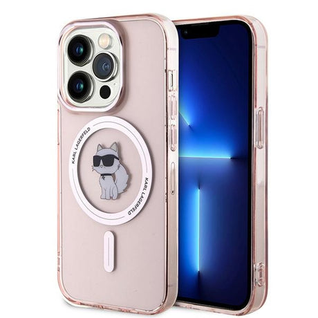 Karl Lagerfeld IML MagSafe husă roz Choupette pentru iPhone 14 Pro Max