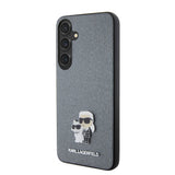 Husa de protectie Karl Lagerfeld Saffiano (KLHCS24MPSAKCMPG) compatibil cu Samsung Galaxy S24 Plus, Gri Karl&Choupette Metal Pin