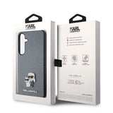 Husa de protectie Karl Lagerfeld Saffiano (KLHCS24MPSAKCMPG) compatibil cu Samsung Galaxy S24 Plus, Gri Karl&Choupette Metal Pin