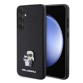 Husa de protectie Karl Lagerfeld Saffiano (KLHCS24MPSAKCMPK) compatibil cu Samsung Galaxy S24 Plus, Karl&Choupette Metal Pin