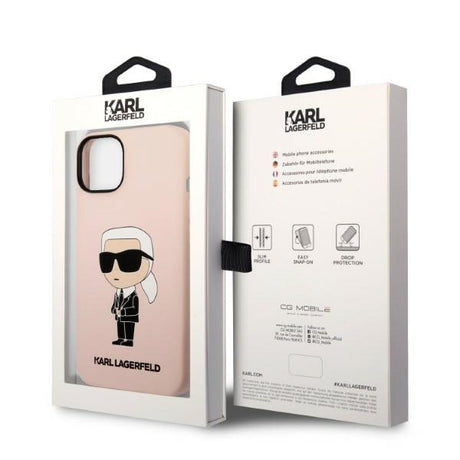 Husa de protectie Karl Lagerfeld Silicone MagSafe (KLHMP14MSNIKBCP) compatibil cu iPhone 14 Plus, Roz Ikonik