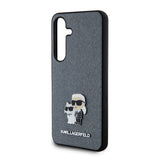 Husa de protectie Karl Lagerfeld Saffiano (KLHCS24SPSAKCMPG) compatibil cu Samsung Galaxy S24, Gri Karl&Choupette Metal Pin