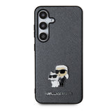 Husa de protectie Karl Lagerfeld Saffiano (KLHCS24SPSAKCMPG) compatibil cu Samsung Galaxy S24, Gri Karl&Choupette Metal Pin
