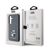 Husa de protectie Karl Lagerfeld Saffiano (KLHCS24SPSAKCMPG) compatibil cu Samsung Galaxy S24, Gri Karl&Choupette Metal Pin