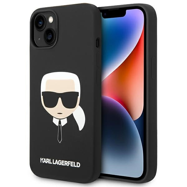 Husa de protectie Karl Lagerfeld Silicone MagSafe (KLHMP14MSLKHBK) compatibil cu iPhone 14 Plus, Karl`s Head