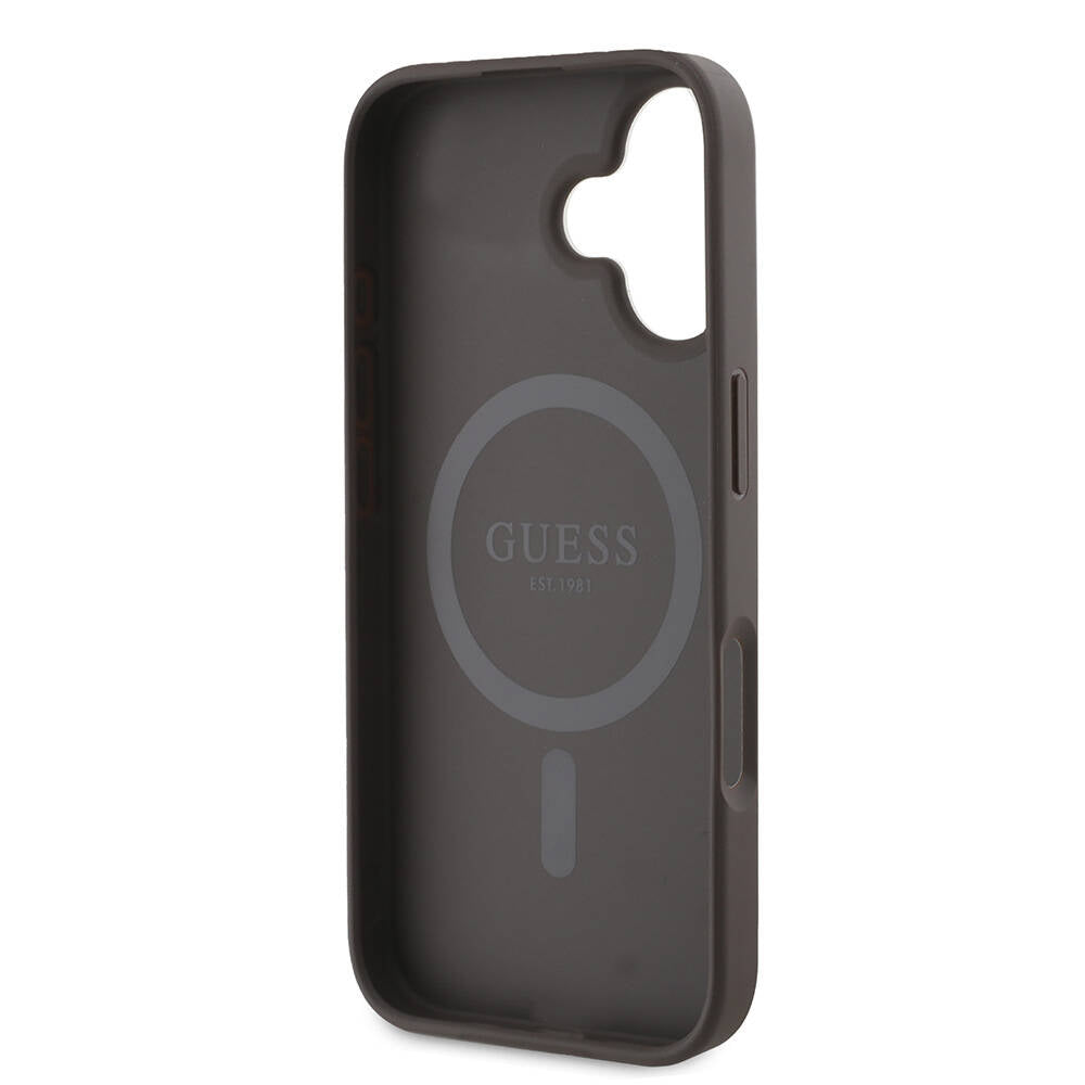 Husa de protectie Guess Hardcase 4G Printed Stripes MagSafe (GUHMP16MP4RPSW) compatibil cu iPhone 16 Plus, Maro