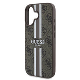 Husa de protectie Guess Hardcase 4G Printed Stripes MagSafe (GUHMP16MP4RPSW) compatibil cu iPhone 16 Plus, Maro