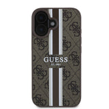 Husa de protectie Guess Hardcase 4G Printed Stripes MagSafe (GUHMP16MP4RPSW) compatibil cu iPhone 16 Plus, Maro