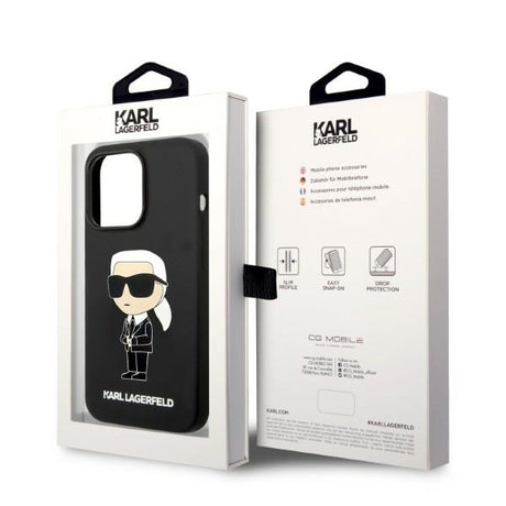 Husa de protectie Karl Lagerfeld Silicone MagSafe (KLHMP14LSNIKBCK) compatibil cu iPhone 14 Pro, Ikonik