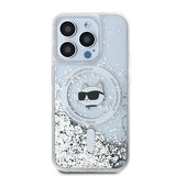 Husa de protectie Karl Lagerfeld Liquid Glitter MagSafe (KLHMP14LLGCHSGH) compatibil cu iPhone 14 Pro, Transparent Choupette Head