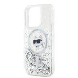 Husa de protectie Karl Lagerfeld Liquid Glitter MagSafe (KLHMP14LLGCHSGH) compatibil cu iPhone 14 Pro, Transparent Choupette Head
