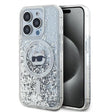 Husa de protectie Karl Lagerfeld Liquid Glitter MagSafe (KLHMP14LLGCHSGH) compatibil cu iPhone 14 Pro, Transparent Choupette Head