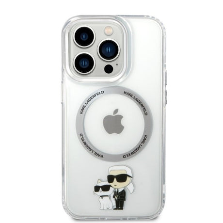 Husa de protectie Karl Lagerfeld Hardcase MagSafe (KLHMP14LHNKCIT) compatibil cu iPhone 14 Pro, Transparent Iconic Karl&Choupette
