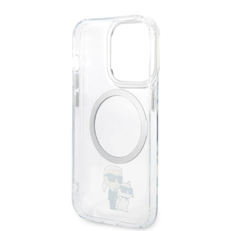 Husa de protectie Karl Lagerfeld Hardcase MagSafe (KLHMP14LHNKCIT) compatibil cu iPhone 14 Pro, Transparent Iconic Karl&Choupette