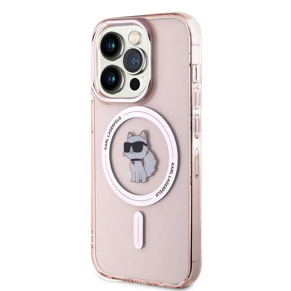Husa de protectie Karl Lagerfeld IML MagSafe (KLHMP14LHFCCNOP) compatibil cu iPhone 14 Pro, Roz Choupette