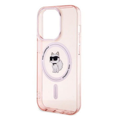 Husa de protectie Karl Lagerfeld IML MagSafe (KLHMP14LHFCCNOP) compatibil cu iPhone 14 Pro, Roz Choupette