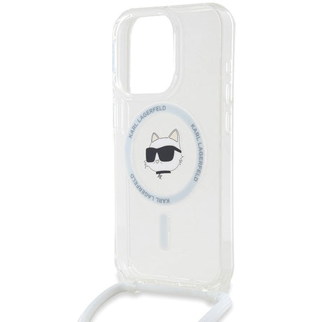Husa de protectie Karl Lagerfeld IML Crossbody MagSafe (KLHMP14LHCCHNT) compatibil cu iPhone 14 Pro, Transparent Choupette Head&Cord