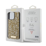 Husa de protectie Guess Rhinestone Metal Logo (GUHCP15LPFGSBSD) compatibil cu iPhone 15 Pro, Galben