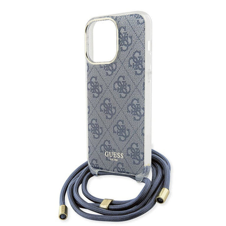 Husa de protectie Guess Crossbody Cord 4G Print (GUHCP15LHC4SEB) compatibil cu iPhone 15 Pro, Albastru