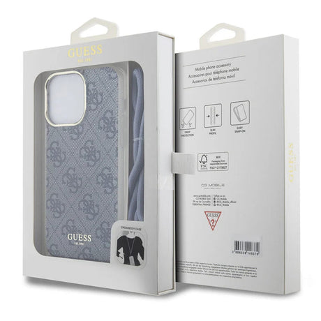 Husa de protectie Guess Crossbody Cord 4G Print (GUHCP15LHC4SEB) compatibil cu iPhone 15 Pro, Albastru