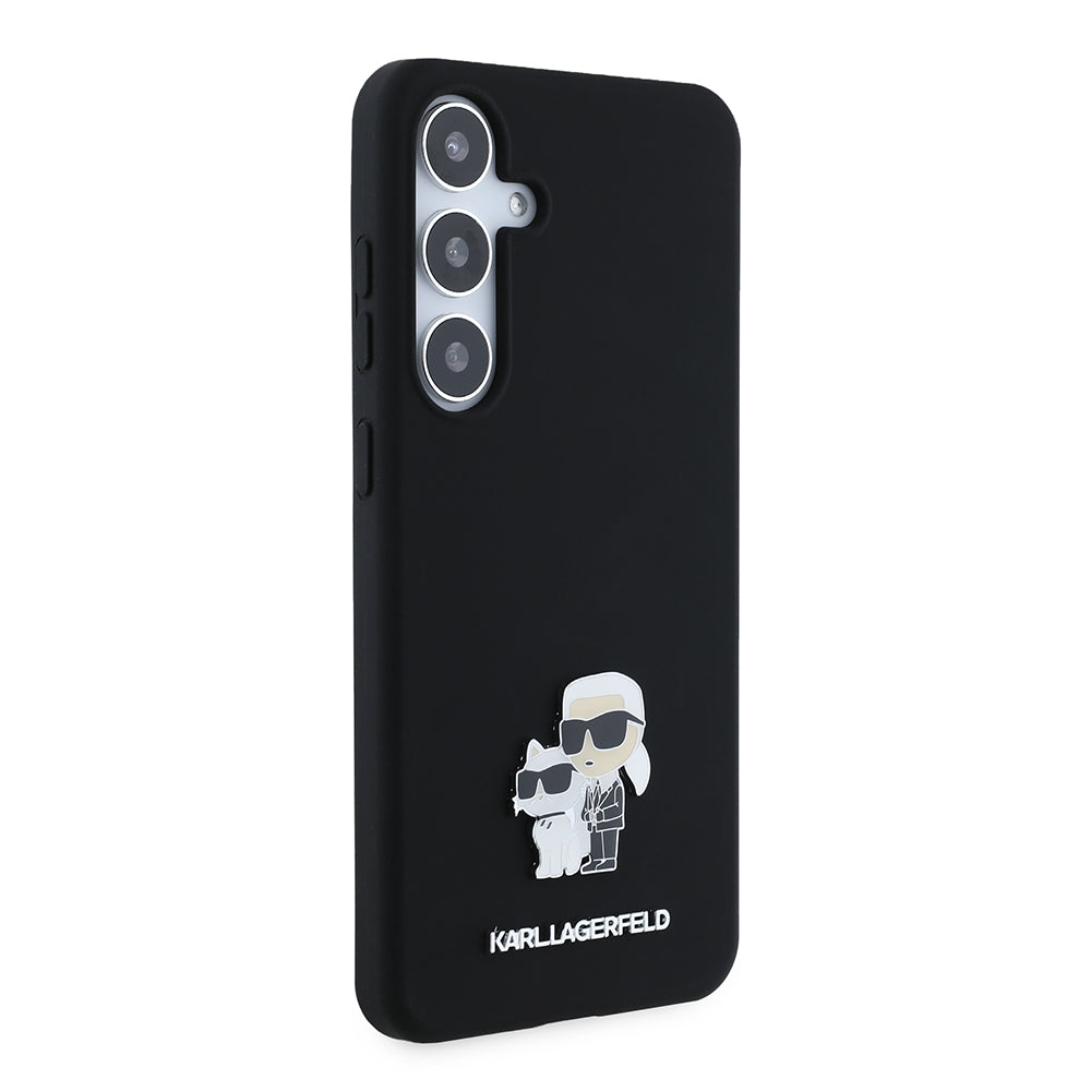 Husa de protectie Karl Lagerfeld Silicone (KLHCS24MSMHKCNPK) compatibil cu Samsung Galaxy S24 Plus, Karl&Choupette Metal Pin