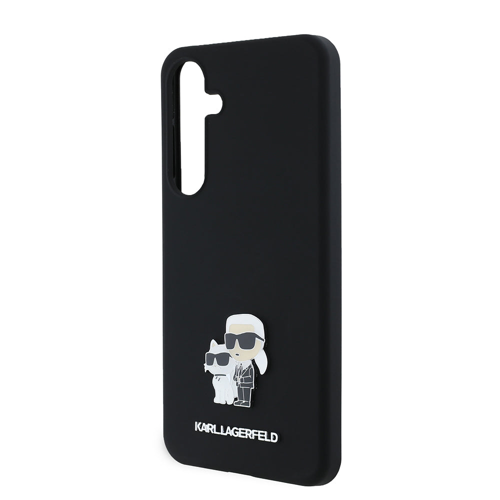 Husa de protectie Karl Lagerfeld Silicone (KLHCS24MSMHKCNPK) compatibil cu Samsung Galaxy S24 Plus, Karl&Choupette Metal Pin