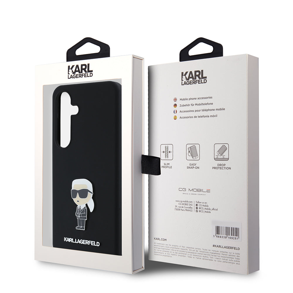 Husa de protectie Karl Lagerfeld Silicone (KLHCS24SSMHKNPK) compatibil cu Samsung Galaxy S24, Ikonik Metal Pin