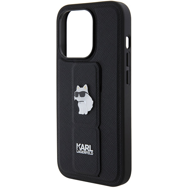 Husa de protectie Karl Lagerfeld Saffiano Gripstand (KLHCP14LGSACHPK) compatibil cu iPhone 14 Pro, Choupette