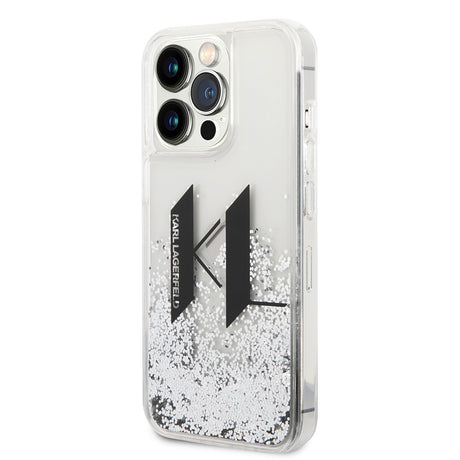 Husa de protectie Karl Lagerfeld Hardcase Liquid Glitter (KLHCP14LLBKLCS) compatibil cu iPhone 14 Pro, Big KL