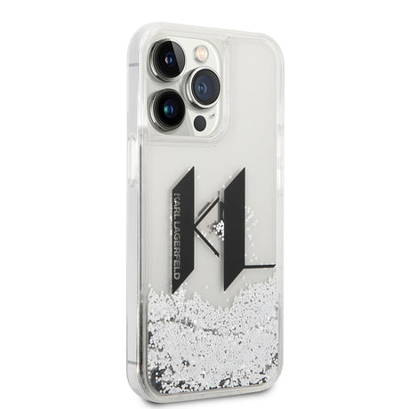 Husa de protectie Karl Lagerfeld Hardcase Liquid Glitter (KLHCP14LLBKLCS) compatibil cu iPhone 14 Pro, Big KL