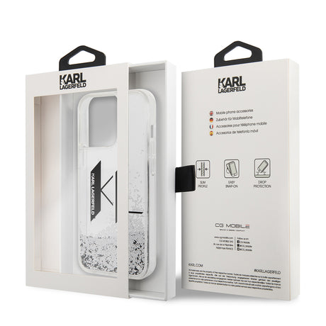 Husa de protectie Karl Lagerfeld Hardcase Liquid Glitter (KLHCP14LLBKLCS) compatibil cu iPhone 14 Pro, Big KL