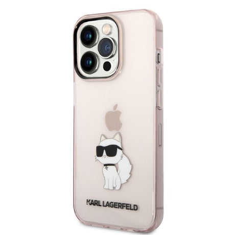 Husa de protectie Karl Lagerfeld Hardcase (KLHCP14LHNCHTCP) compatibil cu iPhone 14 Pro, Roz Ikonik Choupette